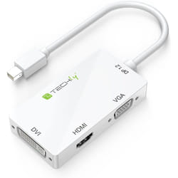 Techly IADAP MDP-COMBOF12 câble vidéo et adaptateur 0,15 m Thunderbolt HDMI / DVI / VGA Blanc