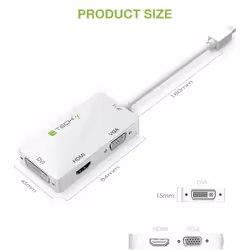 Techly IADAP MDP-COMBOF12 câble vidéo et adaptateur 0,15 m Thunderbolt HDMI / DVI / VGA Blanc