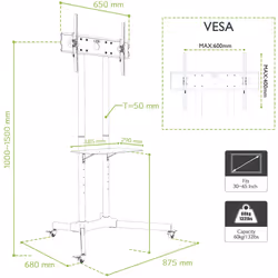 Techly ICA-TR6 support pour téléviseur 65" Noir