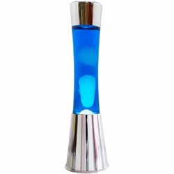 ITotal XL1773 Lampe à Lave 40 cm avec Base Argentée Liquide Bleu et Cire Blanche