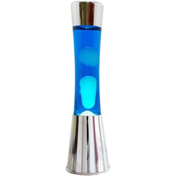 ITotal XL1773 Lampe à Lave 40 cm avec Base Argentée Liquide Bleu et Cire Blanche