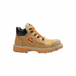 Tige nubuck pull-up. Chaussure antistatique. Embout de protection en aluminium fondu. Semelle antiperforation caoutchouc, rés ...