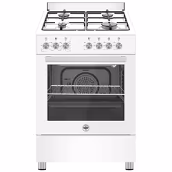 Bertazzoni La Germania SE664EB/24, Cuisinière, Blanc, Rotatif, Acier inoxydable, Aluminium, Gaz
