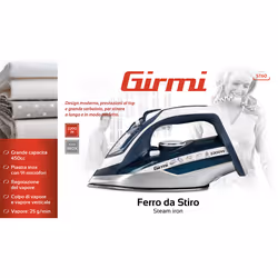 Girmi ST60 Fer à repasser à sec ou à vapeur Semelle en acier inoxydable 220 W Bleu, Argent, Blanc - Vue supplémentaire 8