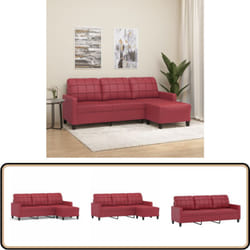 Vidaxl - Canapé À 3 Places Repose-pieds Rouge Bordeaux 180 Cm Similicuir - Canapé Trois Places - Canapé Avec Repose-pieds - Canapé Rouge - Canapé Similicuir - Meuble Salon