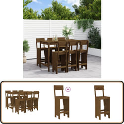 Ensemble De Bar De Jardin 7 Pcs Marron Miel Bois De Pin Massif - Ensemble De Bar De Jardin - Salon De Jardin - Mobilier De Jardin - Table De Bar - Chaises De Bar