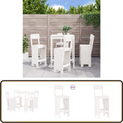 Ensemble De Bar De Jardin 5 Pcs Blanc Bois Massif De Pin - Ensemble De Bar De Jardin - Salon De Jardin - Mobilier De Jardin - Table De Bar - Chaises De Jardin