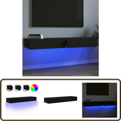 Meubles TV avec éclairage LED 2 pcs noir 60x35x15,5 cm - Meuble Tv - Meuble Téléviseur - Télévision - Unité Tv - Étagère Murale
