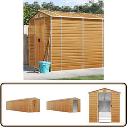 Abri De Jardin Marron Clair 191x895x198 Cm Acier Galvanisé - Abri De Jardin - Abri Métallique - Rangement Extérieur - Stockage Outil - Garage Extérieur