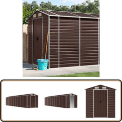 Abri De Jardin Marron 191x895x198 Cm Acier Galvanisé - Abri De Jardin - Abri Métallique - Rangement Extérieur - Stockage Jardin - Outillage
