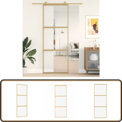 Porte Coulissante Doré 76x205 Cm Verre Esg Clair Et Aluminium - Portes Coulissantes - Porte Vitrée - Porte Intérieur - Porte Dorée - Portes Modernes