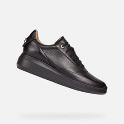 Baskets basses D RUBIDIA Femme - GEOX - Noir - Cuir - Lacets - Plat