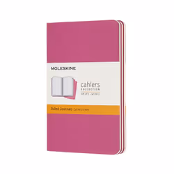 Moleskine Cahier, Monochromatique, Rose, 64 feuilles, 70 g/m², Papier ligné, Universel