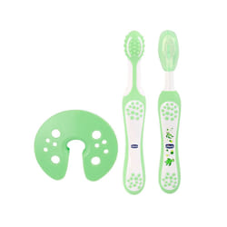 Chicco 00006961000000 brosse à dents Ensemble de brosses à dents Vert, Blanc Bébé