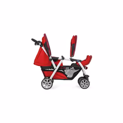Chicco Together, Ciel de lit, Poussette tandem, Roues pleines, Pliable, Rouge