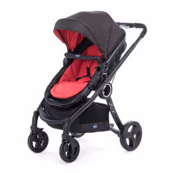 Chicco Urban Plus, Ciel de lit, Poussette avec système de voyage, Roues pleines, Pliable, Noir, Rouge