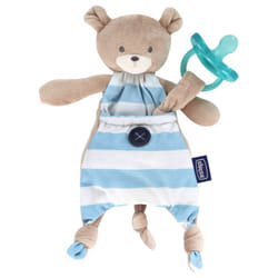 Chicco Doudou Attache-Sucette Pocket Friend 0 Mois et + - Modèle : Ours Bleu