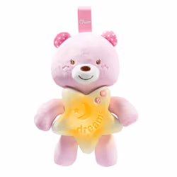 Chicco Veilleuse Petit Ourson Rose, Bande suspendue, Garçon/Fille, Sonore, Batterie