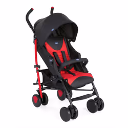 Chicco 07079431300000, Ciel de lit, Poussette tandem, unisexe, Roues pleines, Pliable, Noir, Rouge