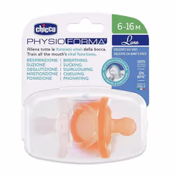 Chicco PhysioForma Luxe Sucette Silicone Apaisante 6-16m Orange Lot de 2