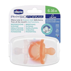 Chicco PhysioForma Luxe Sucette Silicone Apaisante 6-16m Orange Lot de 2