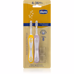 Chicco Toothbrush Set 6-36m Lilac-Mustard 6-36m 2 pcs