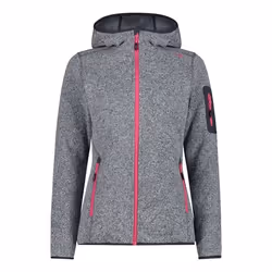 Veste Polaire Femme CMP Knit-Tech avec Capuche fixe-3H19826 - Titanium-Fuchsia - Sports dhiver - Respirant