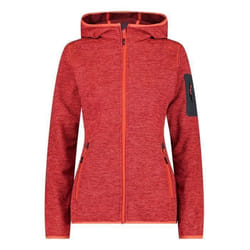 Veste Polaire - CMP - 3H19826 - Femme - Capuche fixe - Respirante - Rouge fluo/Anthracite