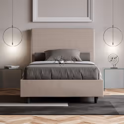 Lit coffre double - FOCUS - 140x210 - Sommier relevable - Gris - Élégance chic