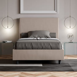 Lit coffre double - FOCUS - 140x210 - Sommier relevable - Gris - Élégance chic