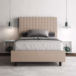 Lit coffre double Sunny - Marque - 140x200 - Sommier relevable - Taupe