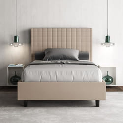 Lit coffre double Sunny - Marque - 140x200 - Sommier relevable - Taupe