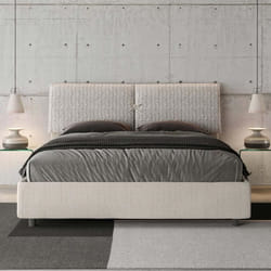 Lit double Mados - GIADA - Aragona - Tête de lit rembourrée - Couleur blanche - 160x210 cm