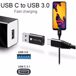 Techly IADAP USB3-AFT changeur de genre de câble USB A USB C Noir