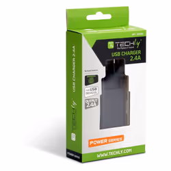 Techly IPW-USB-24BK chargeur d'appareils mobiles Universel Noir Secteur Intérieure