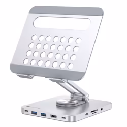 Techly ICA-TBL DOCK81, Support pour tablette, Argent, Aluminium, 360°, USB 3.2 Gen 1 (3.1 Gen 1) Type-C, 5000 Mbit/s