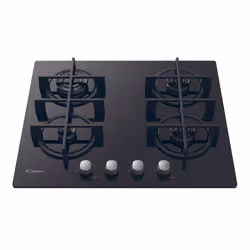 Candy CDK6KB Plaque de cuisson Gaz sur verre, 4 zones, Noir, VERRE TREMPE, Noir, Intégré, 56 cm, Gaz, Verre trempé, 4 zone(s)
