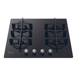 Candy CDK6KB Plaque de cuisson Gaz sur verre, 4 zones, Noir, VERRE TREMPE