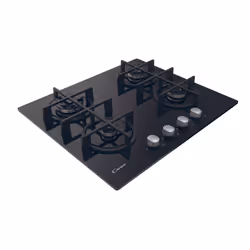 Candy CDK6KB Plaque de cuisson Gaz sur verre, 4 zones, Noir, VERRE TREMPE