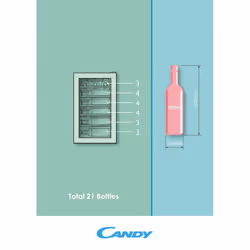 Candy DiVino CWC 021 M/N Refroidisseur de vin compresseur Pose libre Noir 21 bouteille(s)