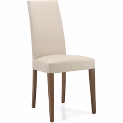 Chaises DENVER en simili cuir avec pieds peints en beige - DENVER - Lot de 2 - Bois massif - Simili - Beige