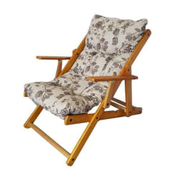 Fauteuil de jardin - HARMONY - FLORAL - Inclinable 3 positions - Bois massif - Coussin rembourré