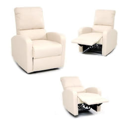 Fauteuil relax - FORTUNA - Inclinaison manuelle - Revêtement en PU - Couleur crème - 3 positions