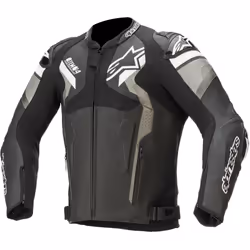 Alpinestars Atem V4 Blouson en cuir de moto, noir-gris-blanc, taille 48 pour Hommes