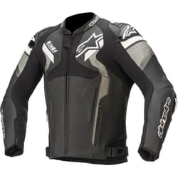 Alpinestars Atem V4 Blouson en cuir de moto, noir-gris-blanc, taille 48 pour Hommes