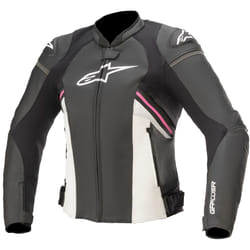 Alpinestars Stella GP Plus R V3 Veste en cuir de moto de dames, noir-blanc-rose, taille 40 pour Hommes