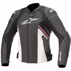 Alpinestars Stella GP Plus R V3 Veste en cuir de moto de dames, noir-blanc-rose, taille 42 pour Hommes