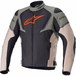 Alpinestars T-Jaws V3 Veste textile de moto imperméable à l'eau, noir-vert, taille S pour Hommes