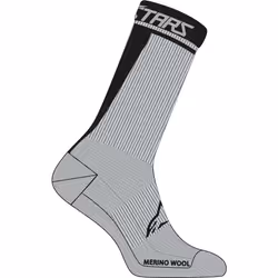 Alpinestars Merino 24 Chaussettes de vélo, noir-gris, taille L pour Hommes