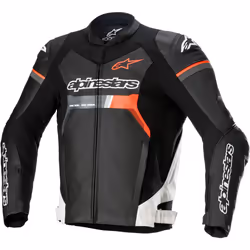 Alpinestars GP Force Veste en cuir de moto, noir-blanc-rouge, taille 52 pour Hommes